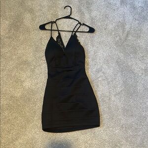 Elegant Black Lace Trim Dress